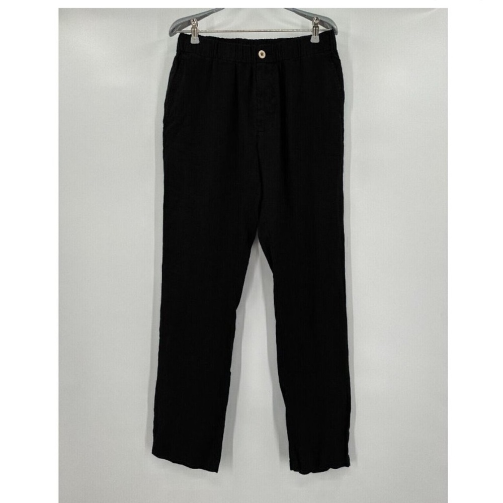 Quince Men's European Linen Pants sz XL Black Elastic Waist Straight Leg NWOT